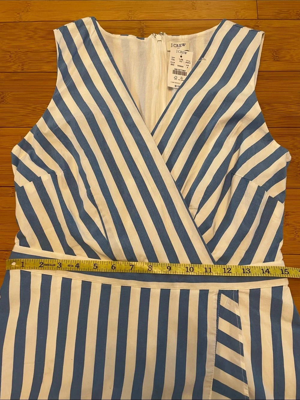 J. Crew Stripe Ruffle High Low Maxi Dress Size 8 New Nautical Sleeveless